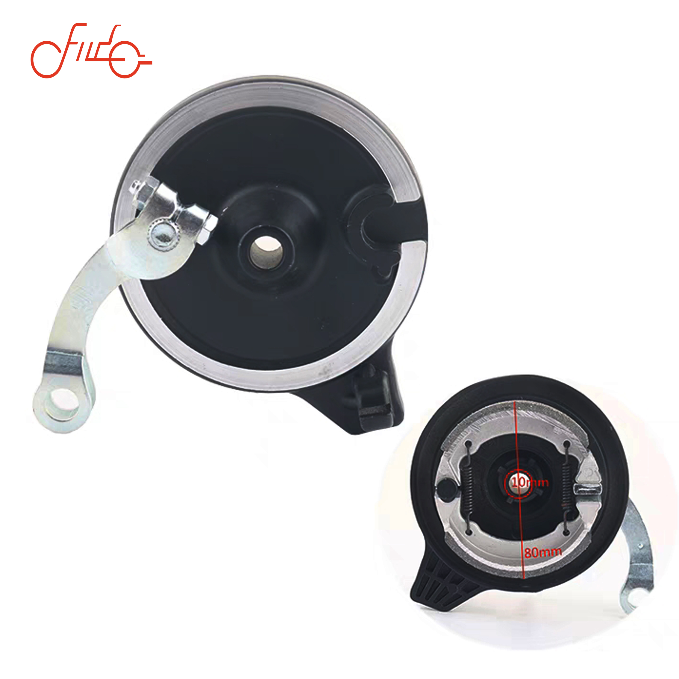 Electric bicycle 80 front drum brake assembly